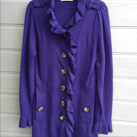 Charlie Robin Anthropologie Purple Wool Coat S - Picture 2 of 3